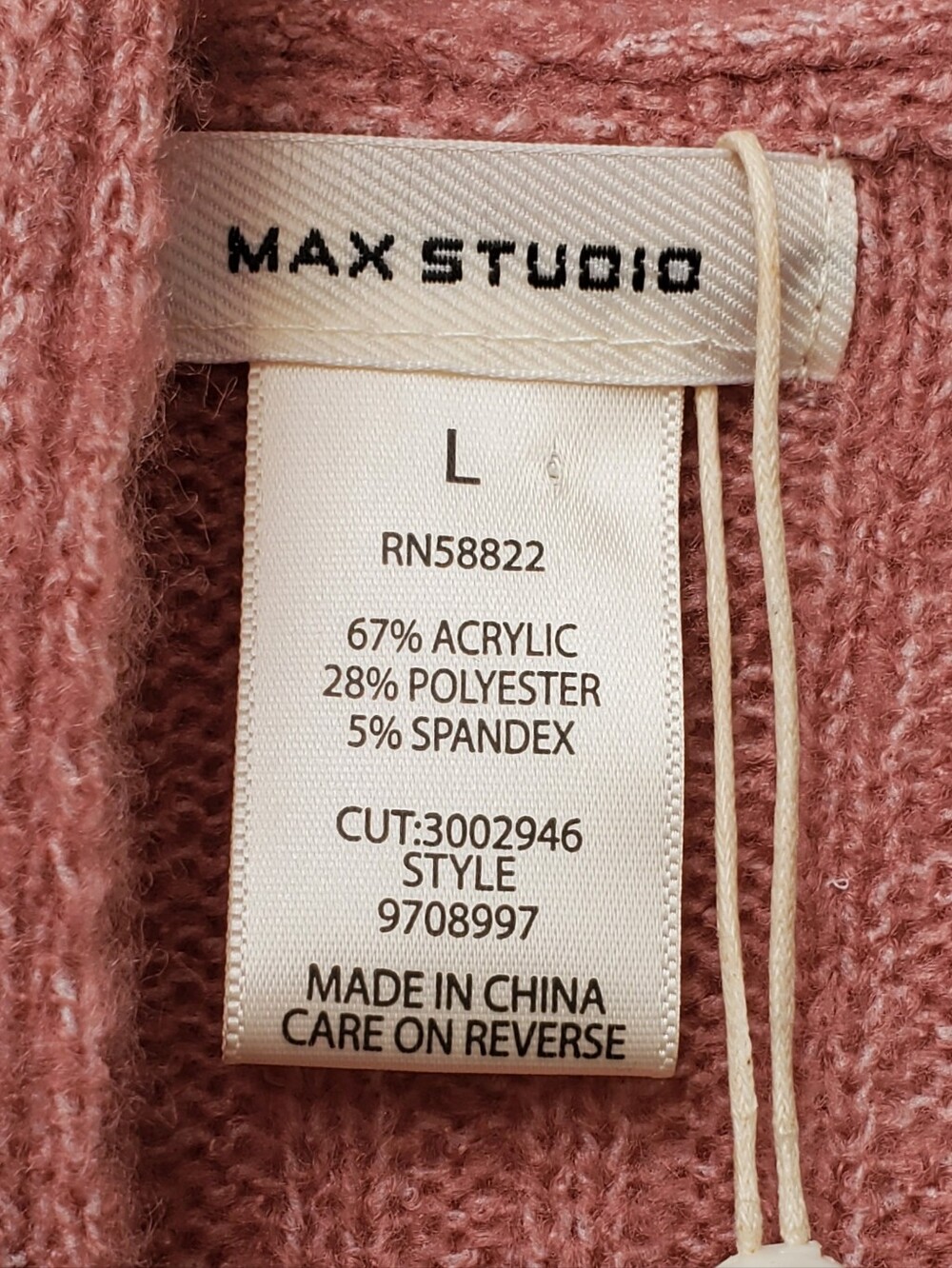 Max Studio Pink Mauve Ribbed Wrap Knit Sweater Size Large New - Picture 4 of 9